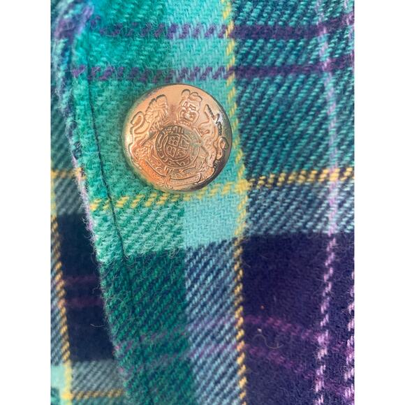 Talbots Classic Preppy Shetland Wool Blazer Aspen Plaid Tartan Turquoise Blue 8 - Picture 6 of 14